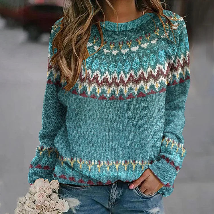Cleo™ | Sweater with retro wave pattern