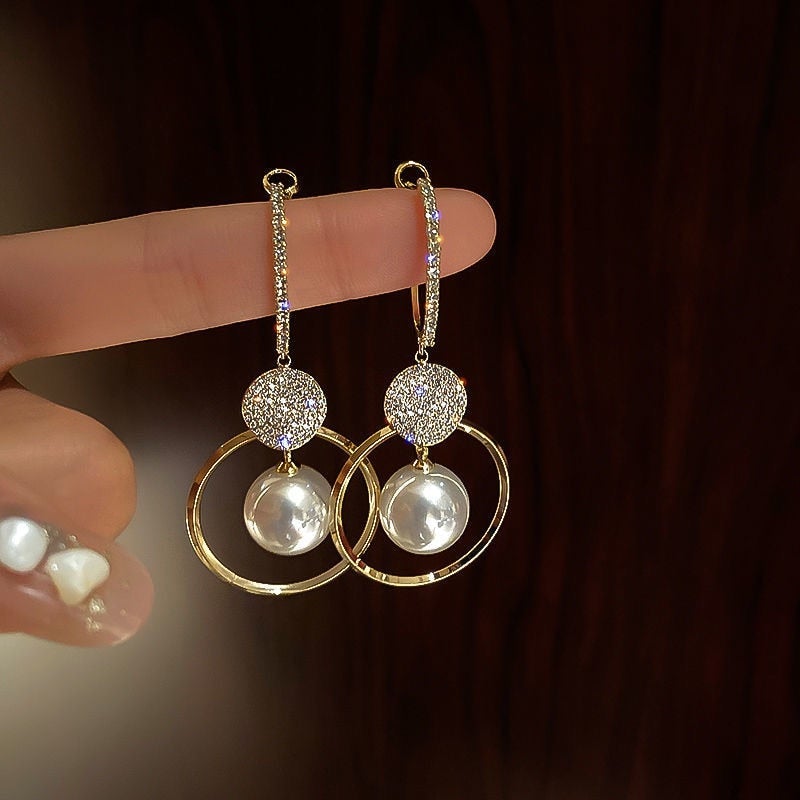 Elegant Zircon and Pearl Earrings