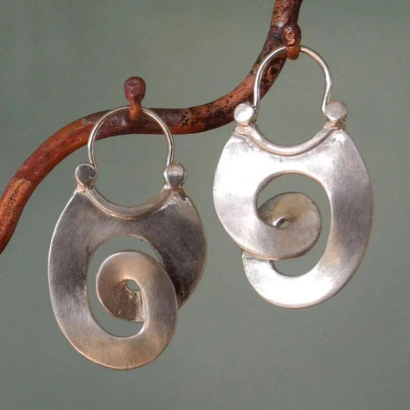 Spiral Vintage Silver Earrings