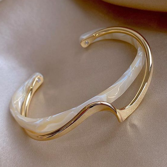 White Opal Bracelet in Elegant Gold