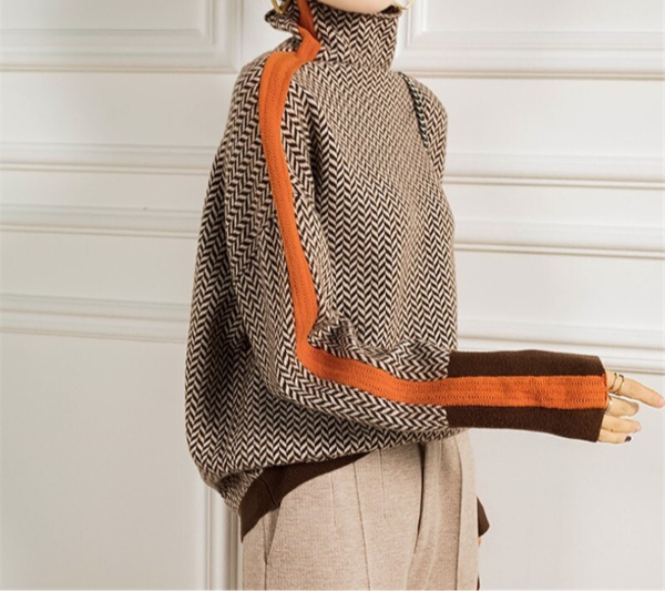Luxe Herringbone Turtleneck by Eleanor