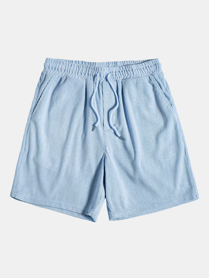 Short Sleeve Corduroy Shirt with Buttons and Shorts