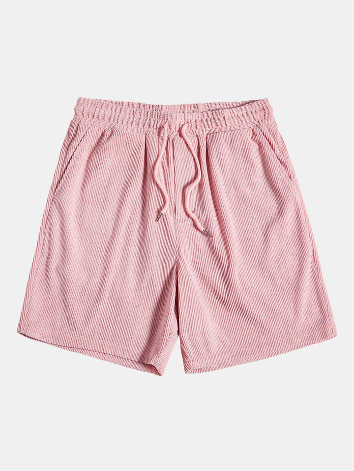 Short Sleeve Corduroy Shirt with Buttons and Shorts