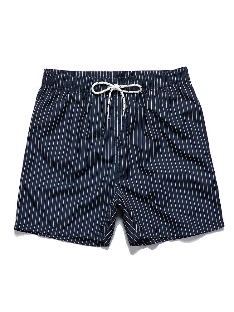 Printed Palm Button-Up Shirt & Striped Swim Shorts