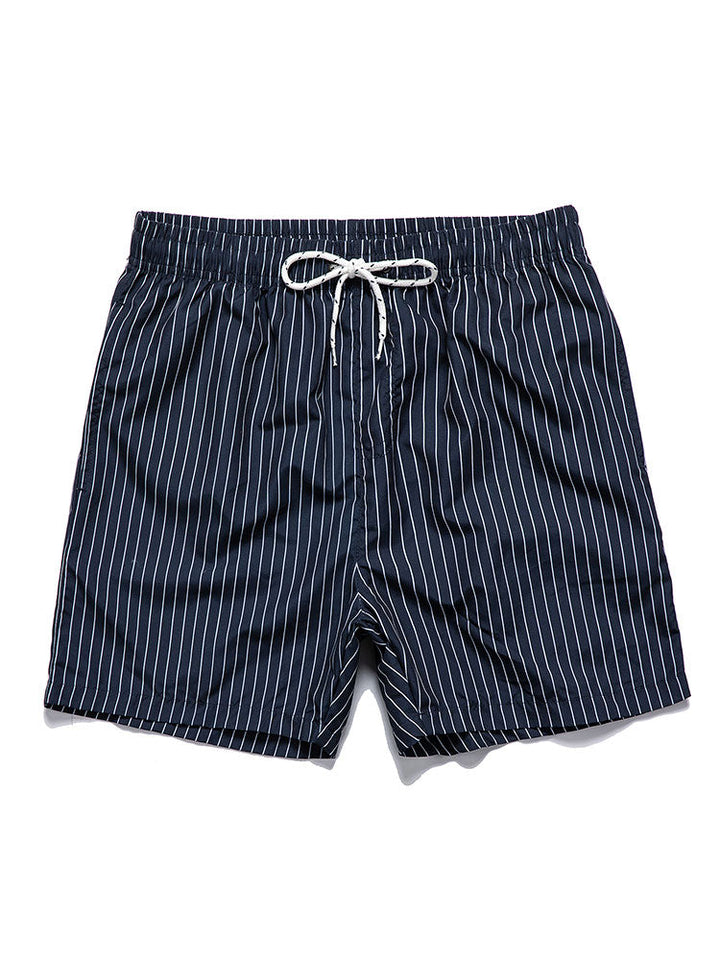 Printed Palm Button-Up Shirt & Striped Swim Shorts