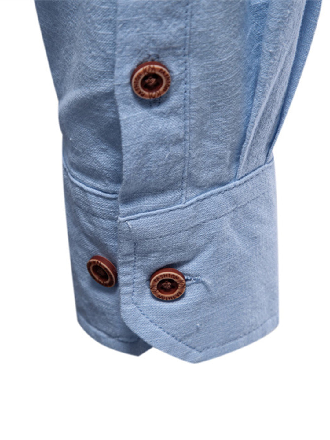 High Neck Linen Effect Long Sleeve Shirt