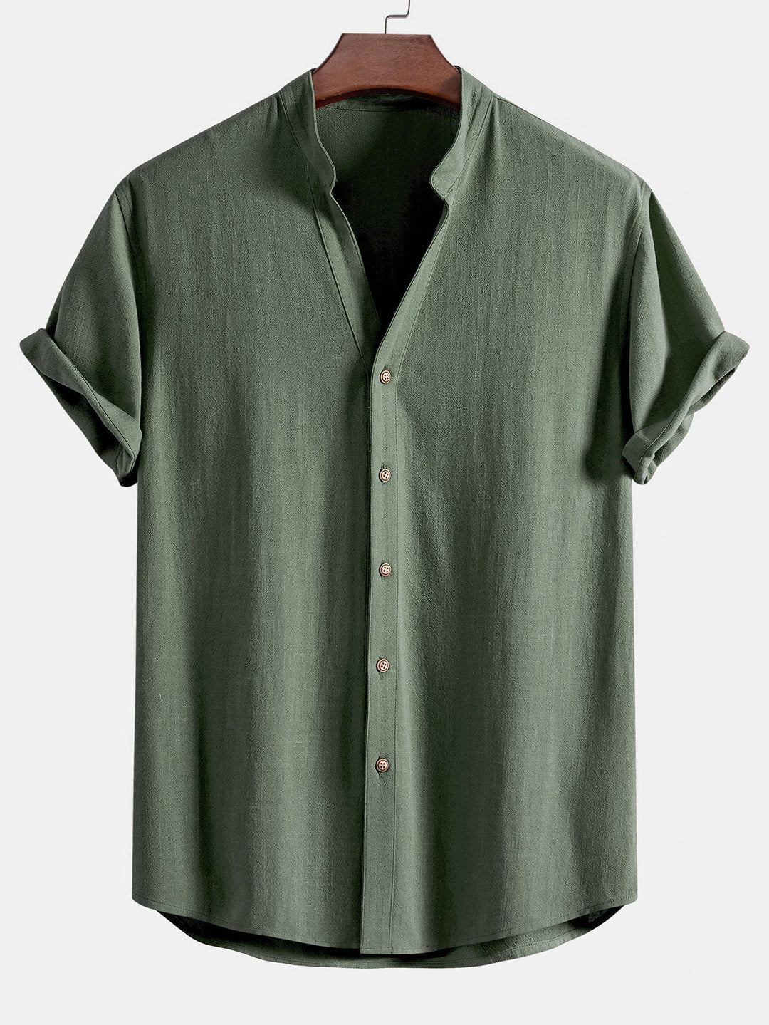 Linen and Rayon Short Sleeve V-Neck Shirt