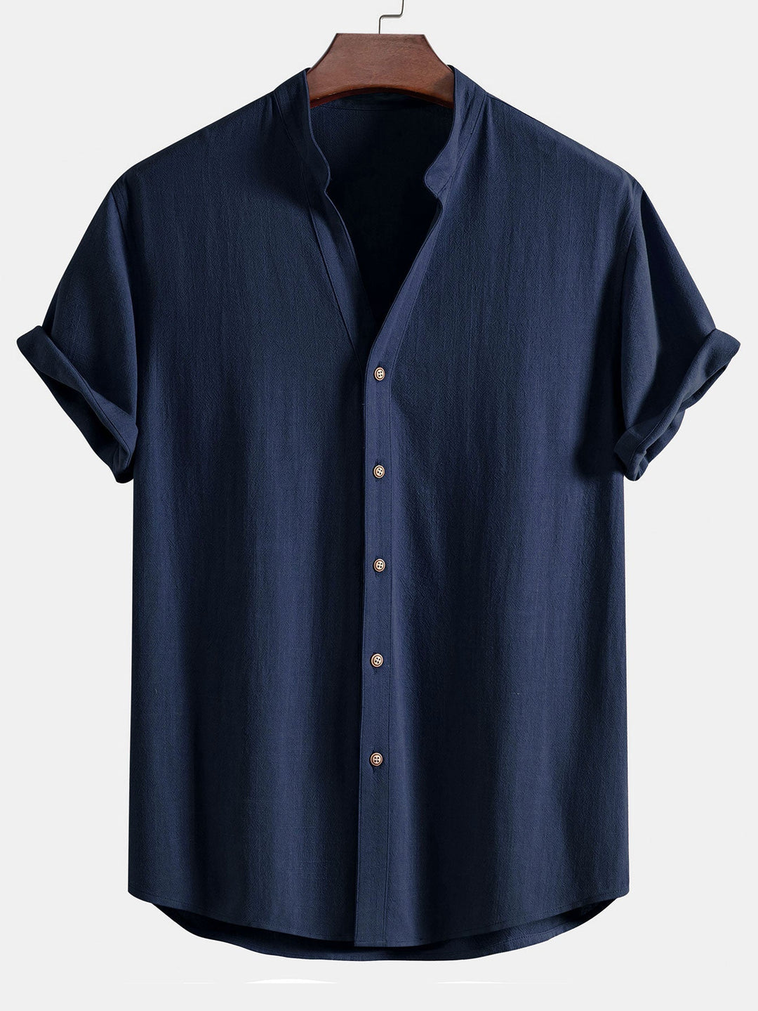Linen and Rayon Short Sleeve V-Neck Shirt