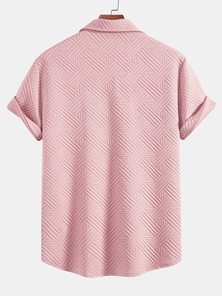 Striped Jacquard Button-Up Shirt & Drawstring Shorts