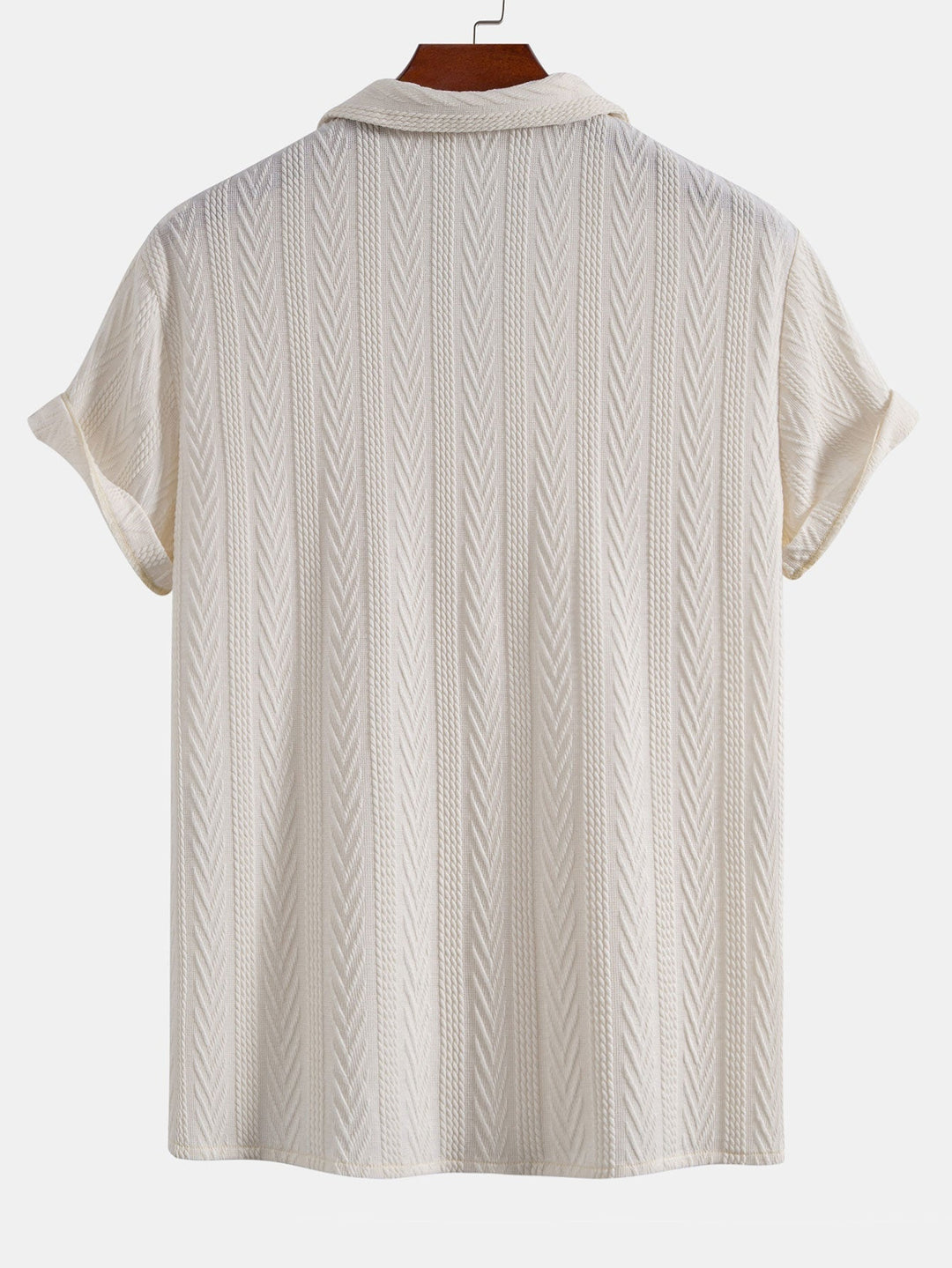 Textured Jacquard Cuban Collar Shirt & Textured Straight Leg Pants