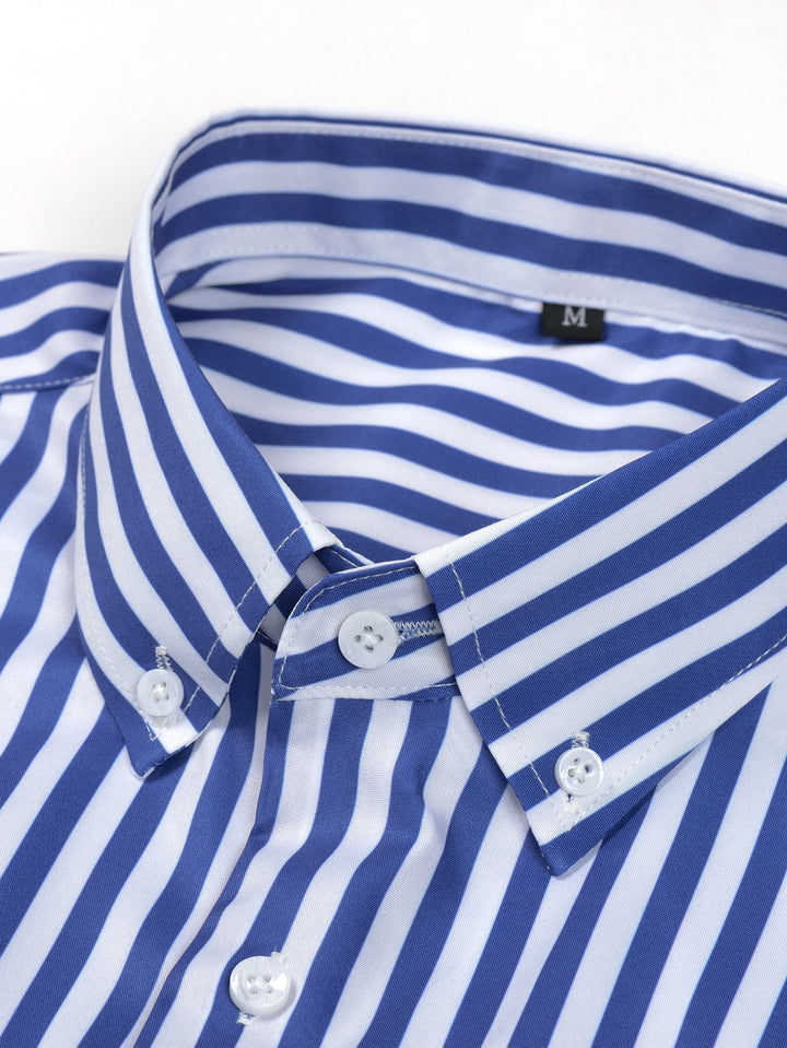 Long Sleeve Striped Shirt with Buttons & Slim Fit Tapered Pants