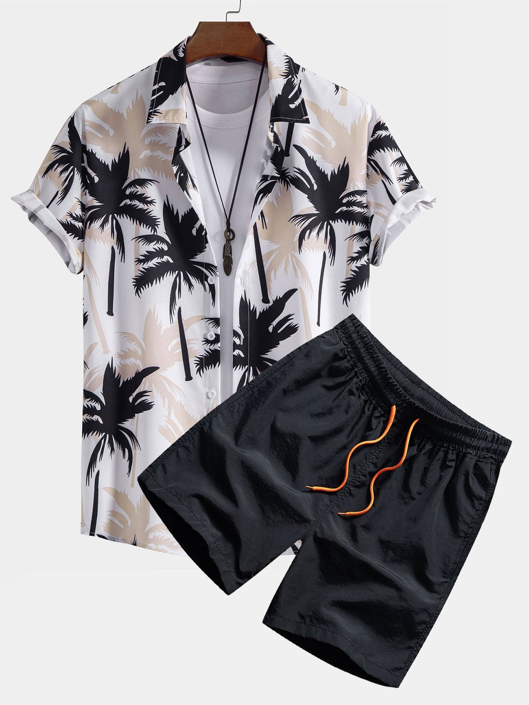 Palm Tree Printed Butt Up Shirts and Swim Shorts