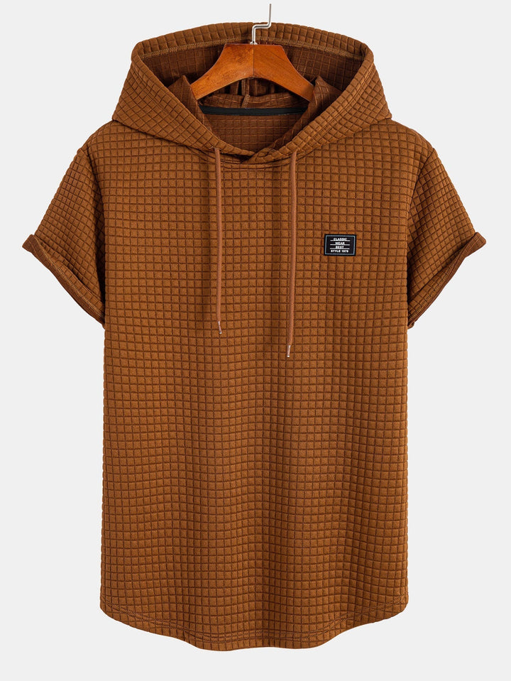 Waffle Hooded T-Shirt with Curved Hem