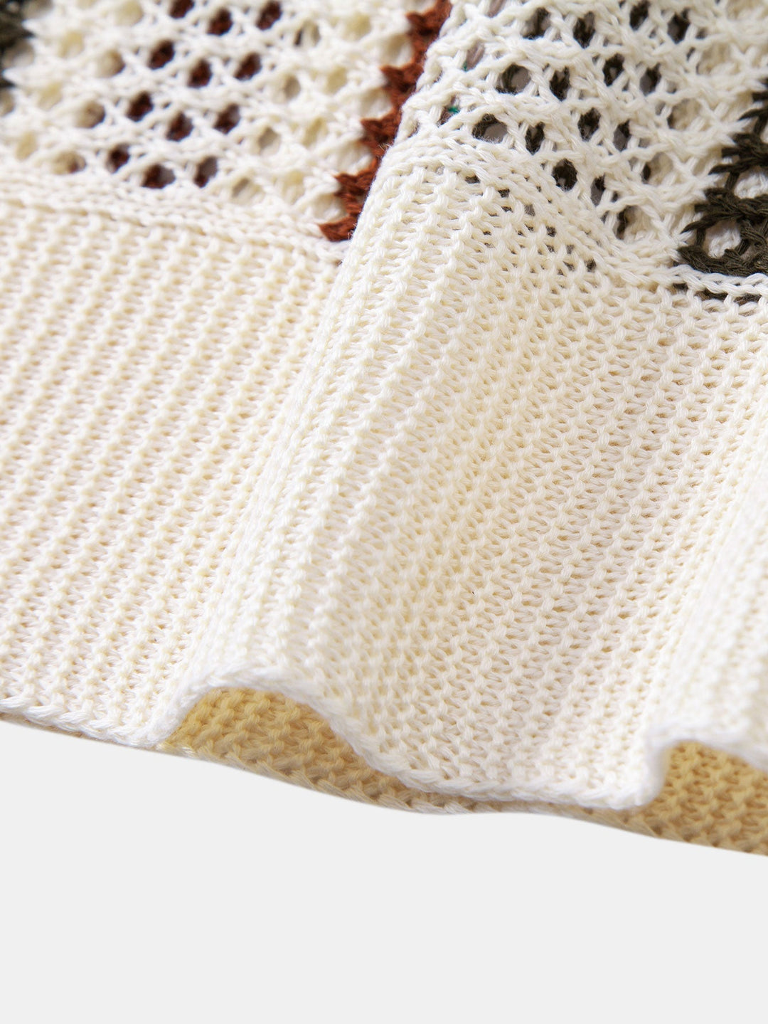 Striped Crochet Polo with V-Neck & Straight Leg Linen Pants