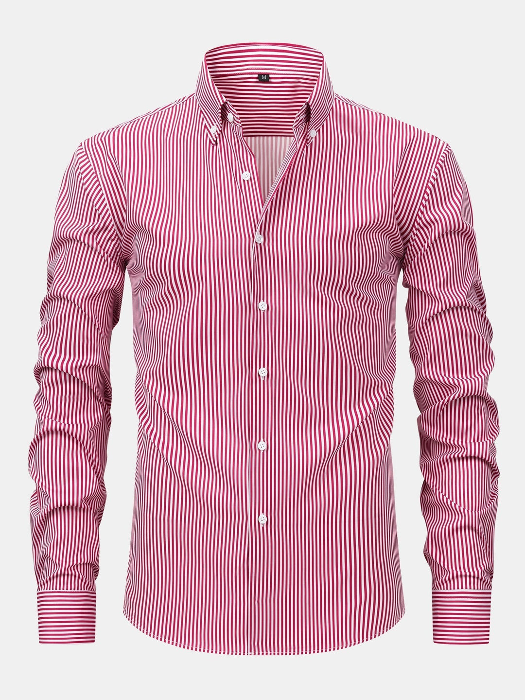 Long Sleeve Striped Shirt with Buttons & Elastic Waist Straight Pants