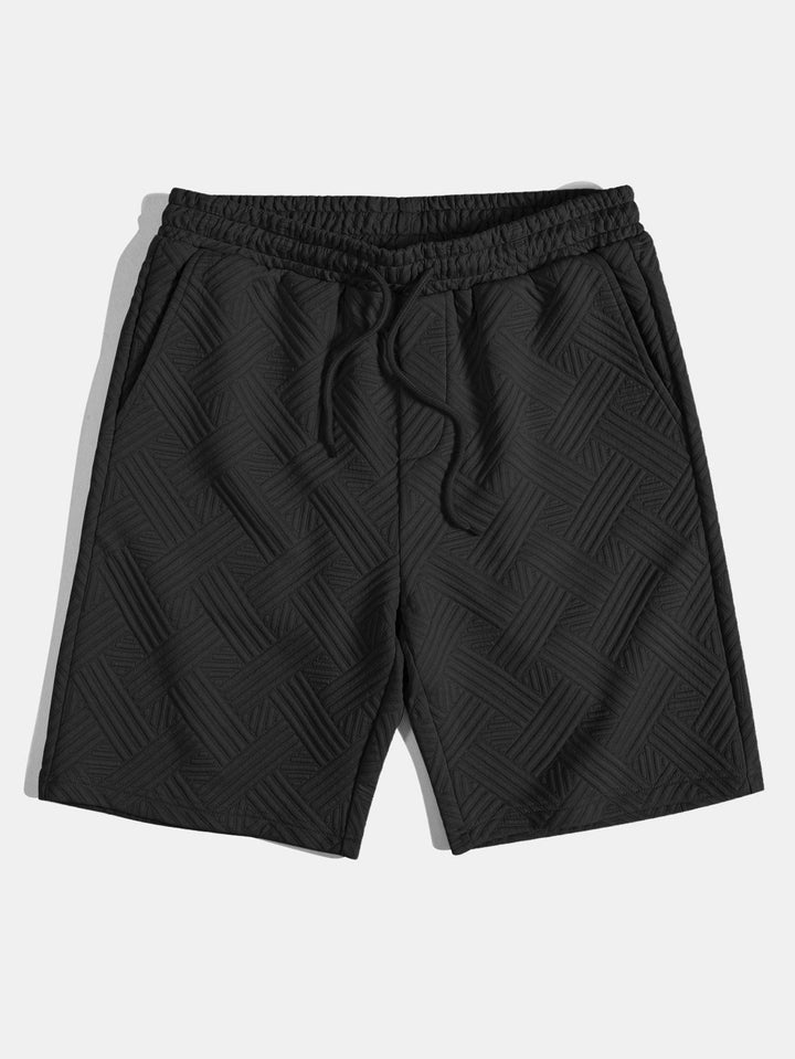 Striped Jacquard Button-Up Shirt & Drawstring Shorts