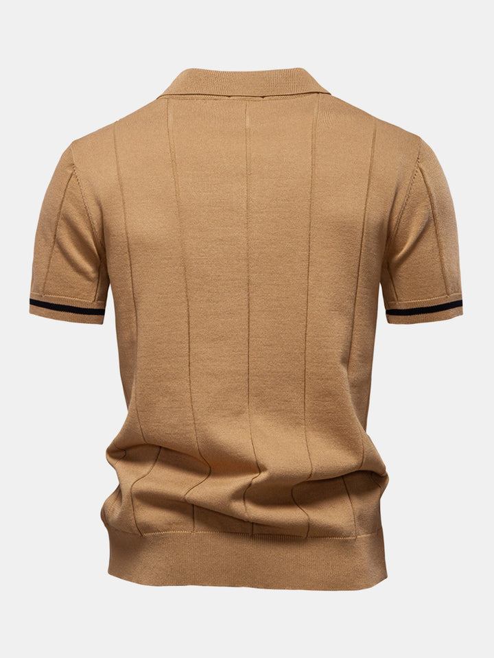 Knitted Polo with Zipper and Contrast Trim
