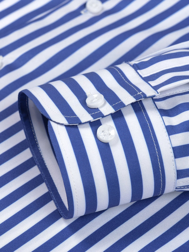Long Sleeve Striped Shirt with Buttons & Slim Fit Tapered Pants