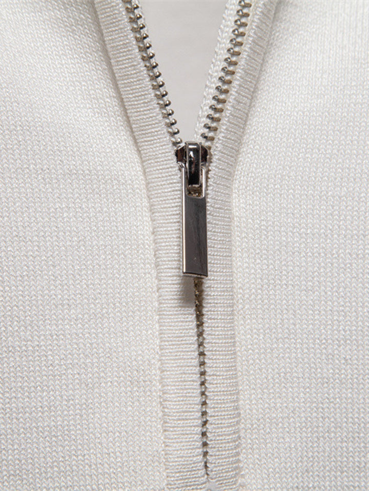 Knitted Polo with Zipper and Contrast Trim