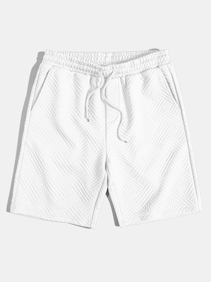 Striped Jacquard Button-Up Shirt & Drawstring Shorts