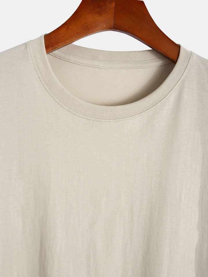 Basic Cotton T-shirt with Curved Hem