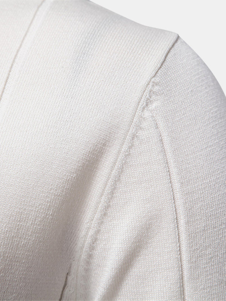 Knitted Polo with Zipper and Contrast Trim