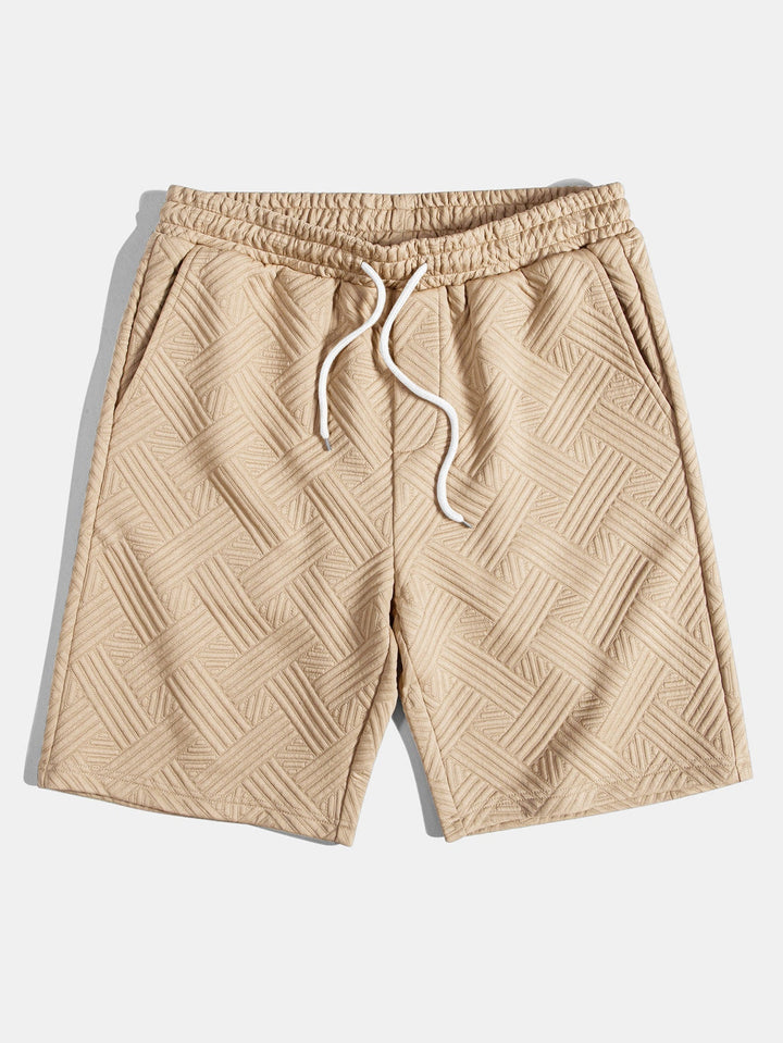 Striped Jacquard Button-Up Shirt & Drawstring Shorts