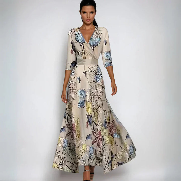 Janoa™ | Elegant Floral Wrap Maxi Dress