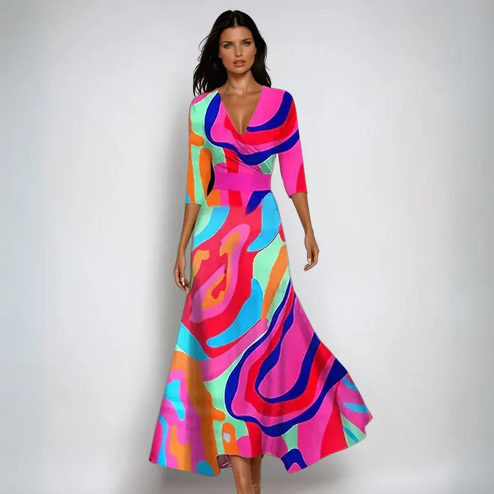 Janoa™ | Elegant Floral Wrap Maxi Dress