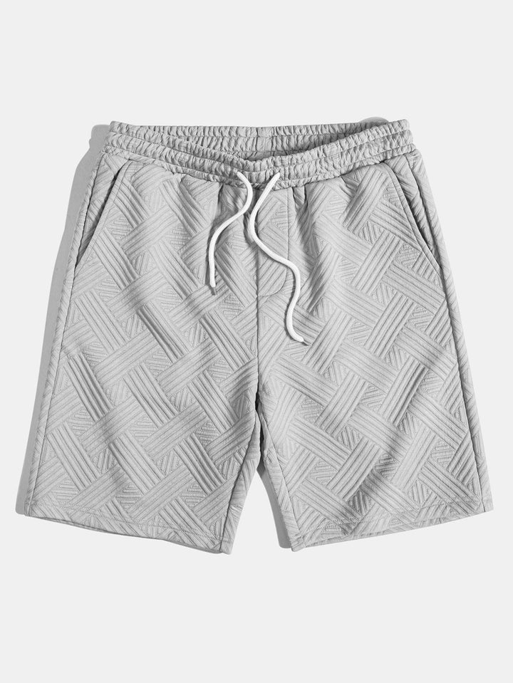 Striped Jacquard Button-Up Shirt & Drawstring Shorts