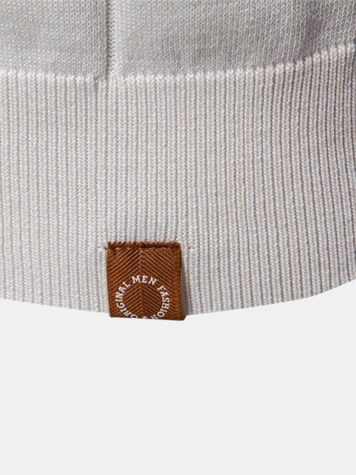 Knitted Polo with Zipper and Contrast Trim