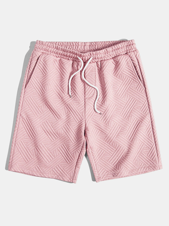 Striped Jacquard Button-Up Shirt & Drawstring Shorts