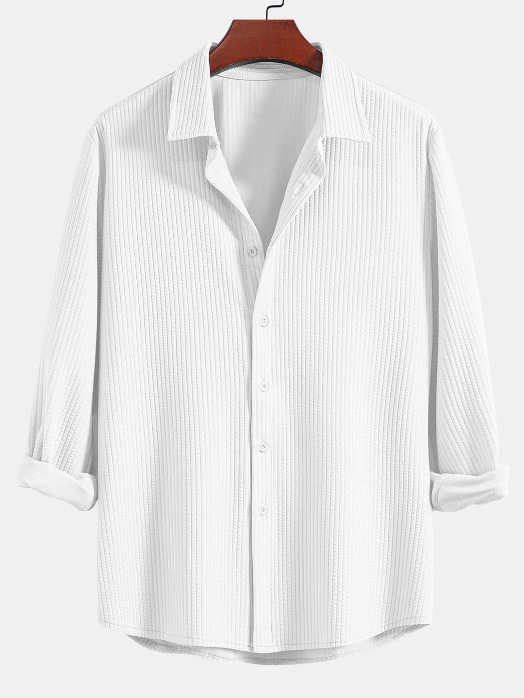 Ribbed Long Sleeve Muscle Fit Shirt, Button-Up & Ribbed Straight Leg Pants