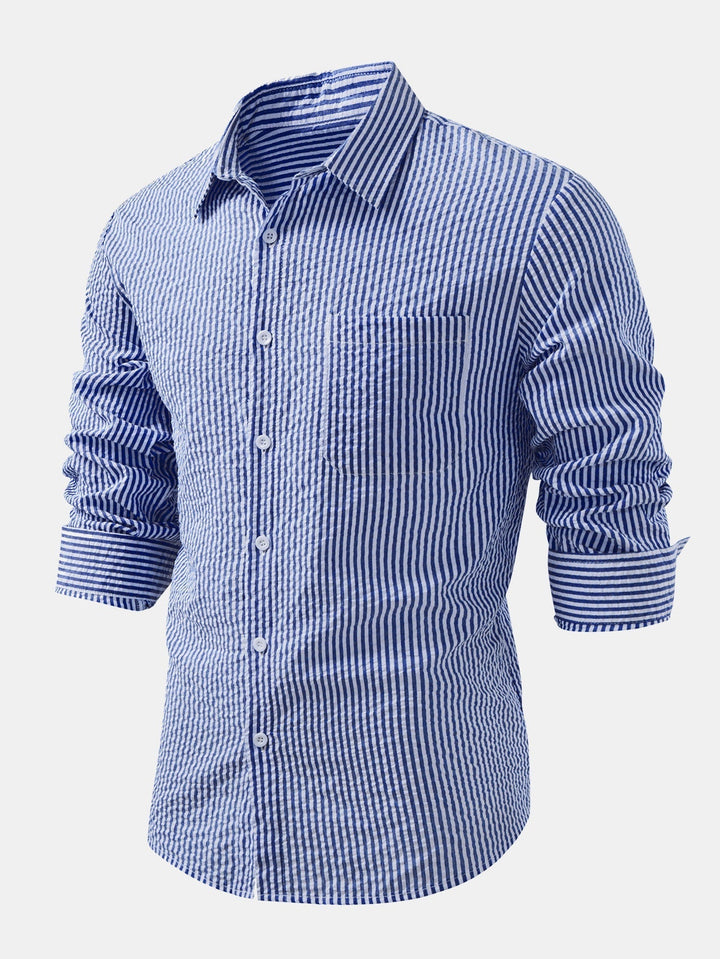 Button-Up Striped Seersucker Shirt
