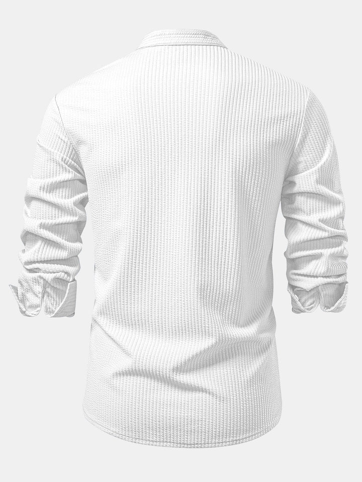 Ribbed High Neck Shirt, Muscle Fit, Long Sleeves