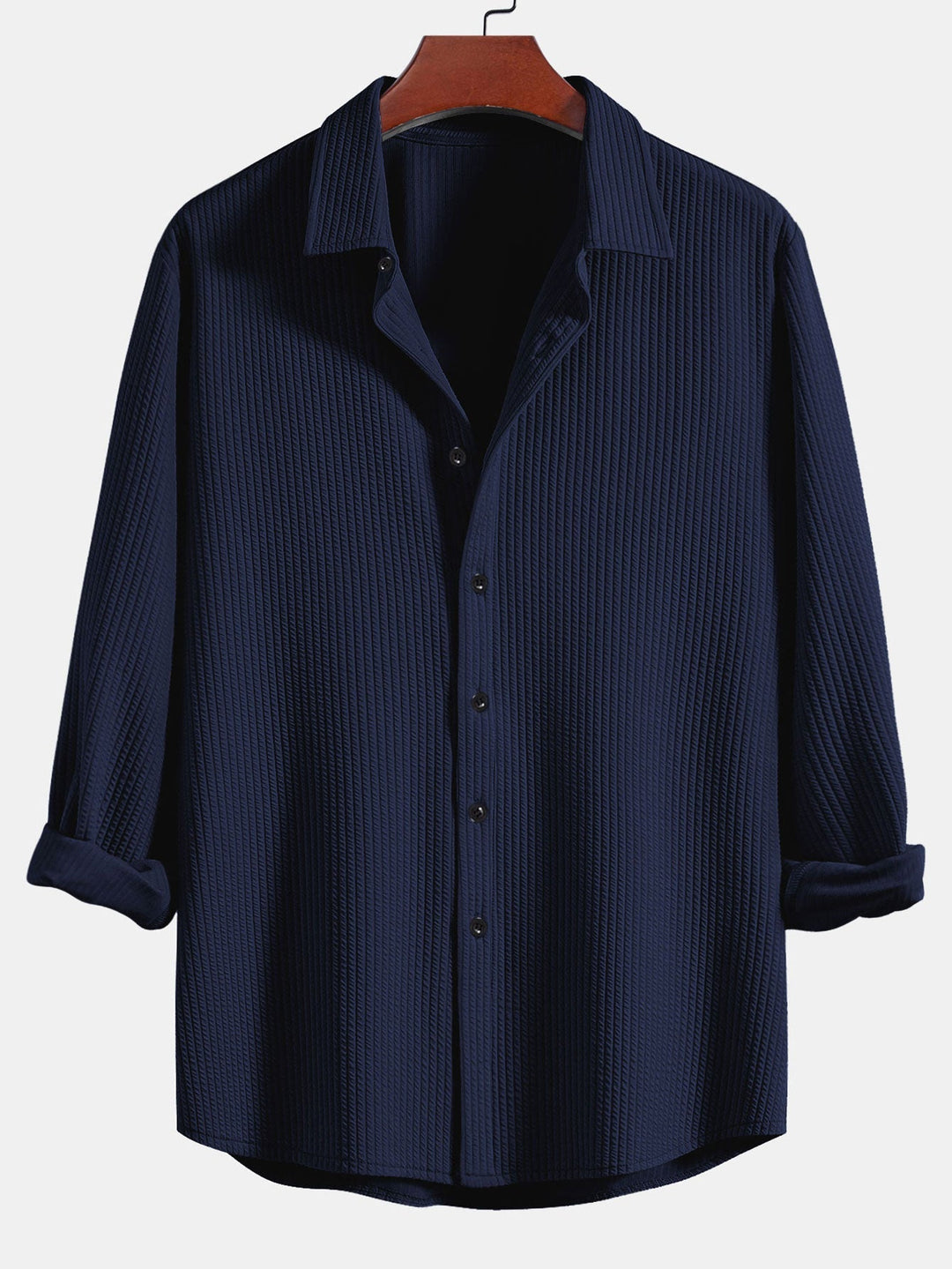 Ribbed Long Sleeve Muscle Fit Shirt, Button-Up & Ribbed Straight Leg Pants