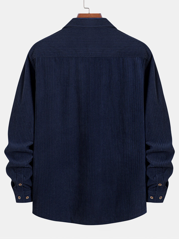 Long Sleeve Corduroy Shirt with Pocket and Buttons