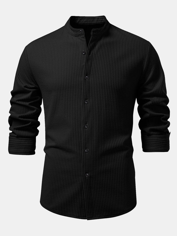 Ribbed High Neck Shirt, Muscle Fit, Long Sleeves