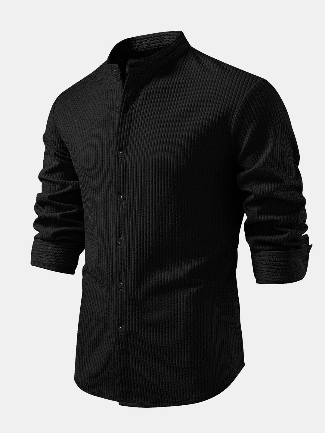 Ribbed High Neck Shirt, Muscle Fit, Long Sleeves