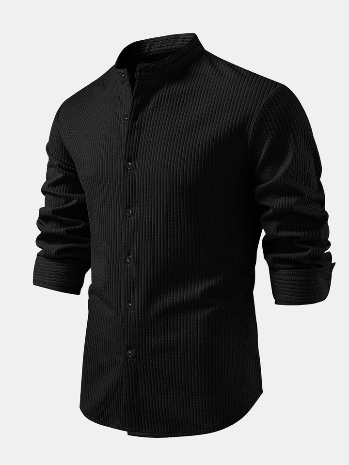 Ribbed High Neck Shirt, Muscle Fit, Long Sleeves
