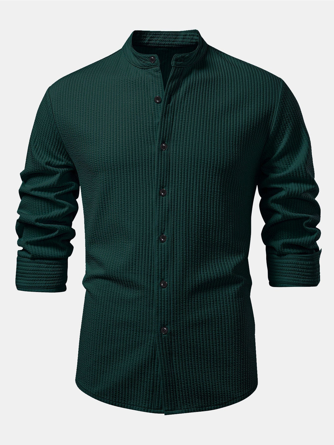 Ribbed High Neck Shirt, Muscle Fit, Long Sleeves