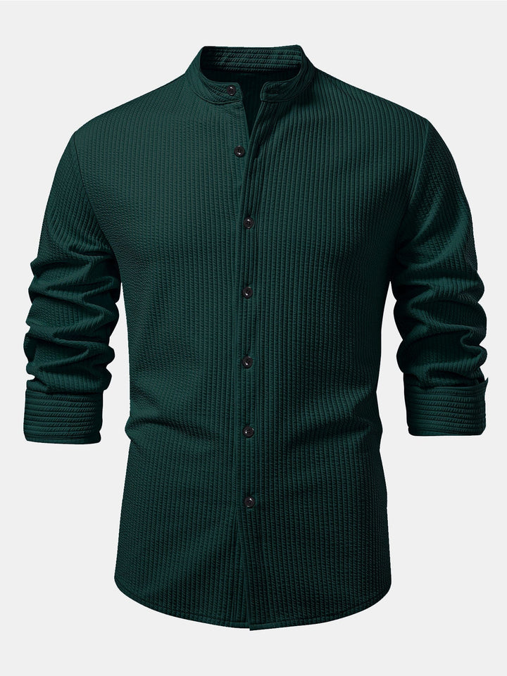 Ribbed High Neck Shirt, Muscle Fit, Long Sleeves