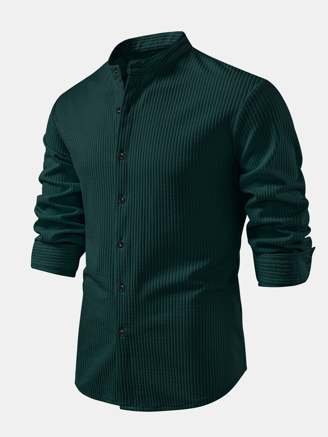 Ribbed High Neck Shirt, Muscle Fit, Long Sleeves