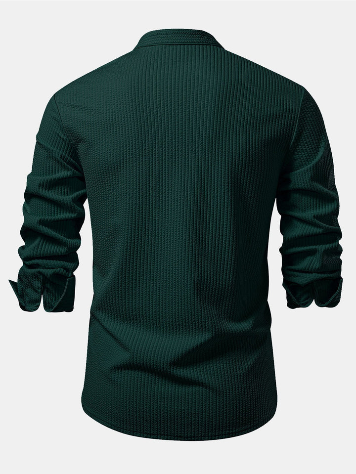 Ribbed High Neck Shirt, Muscle Fit, Long Sleeves