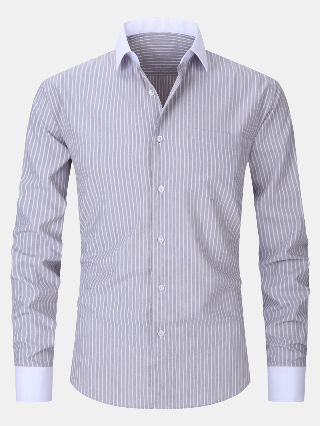 Contrasting Collar Shirt with Stripes