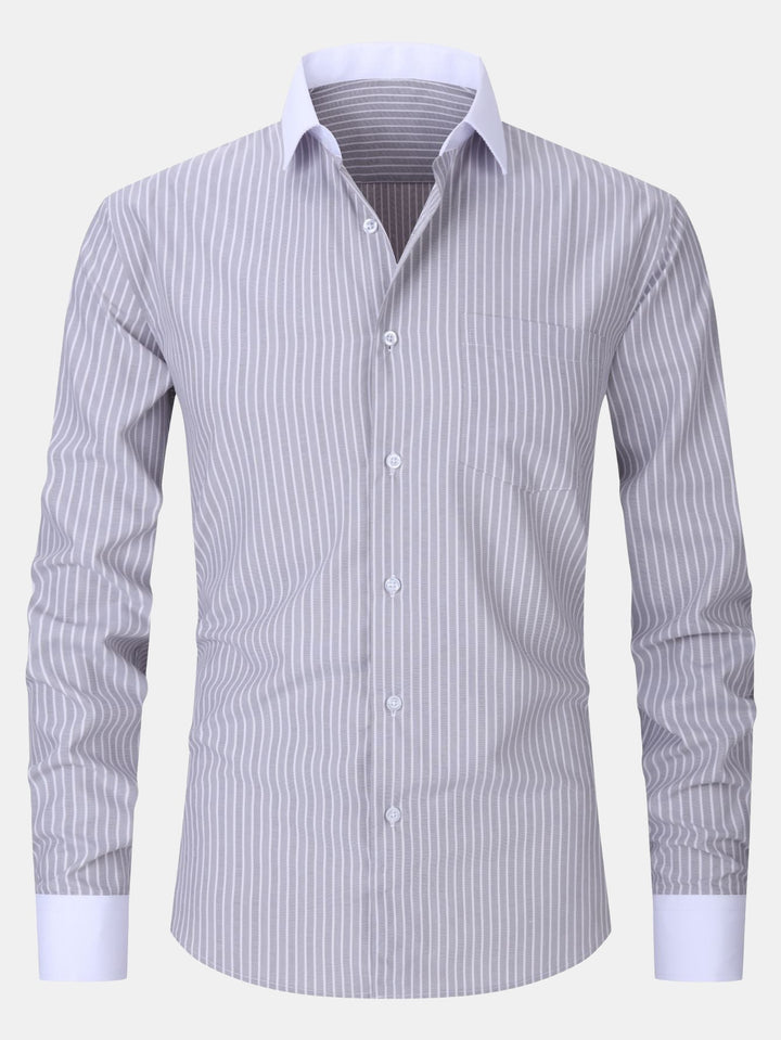 Contrasting Collar Shirt with Stripes