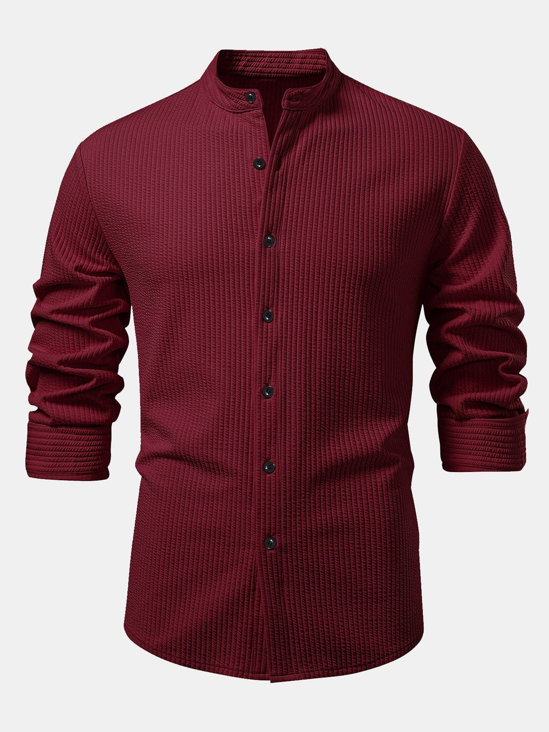 Ribbed High Neck Shirt, Muscle Fit, Long Sleeves