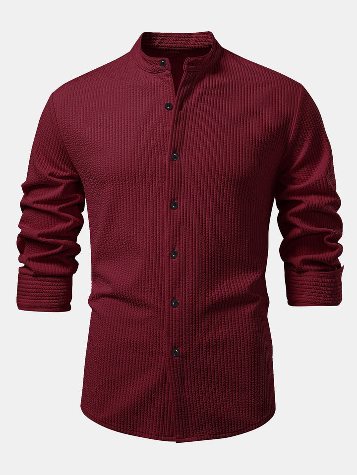 Ribbed High Neck Shirt, Muscle Fit, Long Sleeves