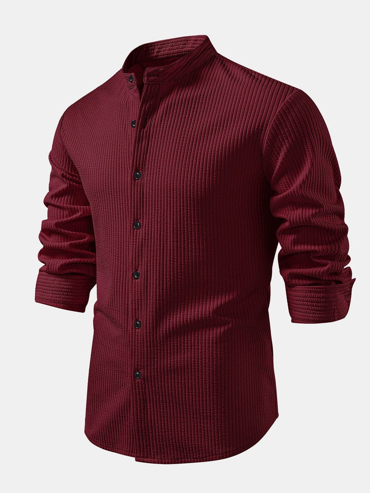 Ribbed High Neck Shirt, Muscle Fit, Long Sleeves