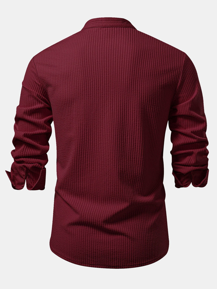 Ribbed High Neck Shirt, Muscle Fit, Long Sleeves